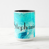 Mug Nom personnalisé Agate Géode Pierre Art noir bleu (Centre)