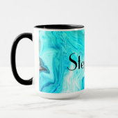 Mug Nom personnalisé Agate Minéral Art Géode Noir Bleu (Gauche)