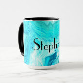 Mug Nom personnalisé Agate Minéral Art Géode Noir Bleu (Devant gauche)