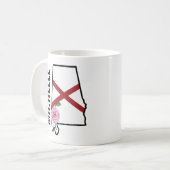 Mug Nom personnalisé Alabama Drapeau et Fleur d'État C (Devant gauche)
