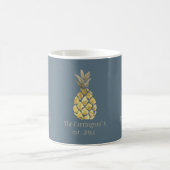 Mug Nom personnalisé Ananas Rustique Bleu (Centre)