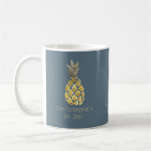 Mug Nom personnalisé Ananas Rustique Bleu (Gauche)