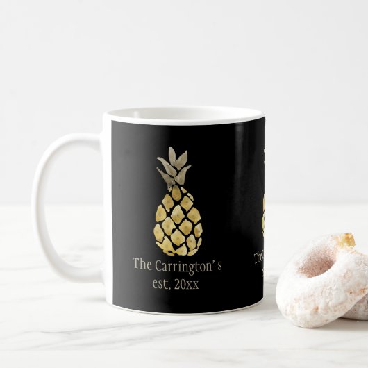 Mug Nom personnalisé Ananas Rustique Cuisine (Avec donut)