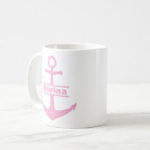 Mug Nom personnalisé Ancre rose marine (Devant gauche)
