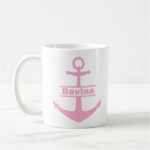 Mug Nom personnalisé Ancre rose marine (Gauche)