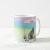 Mug Nom personnalisé Animal de chat russe bleu (Devant droit)