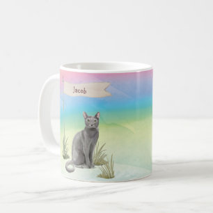 Mug Nom personnalisé Animal de chat russe bleu