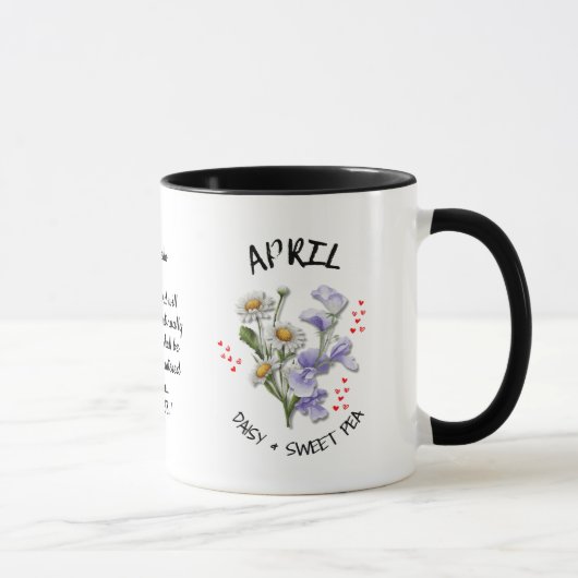 Mug Nom personnalisé APRIL Mois de naissance Fleur Chr (Droite)