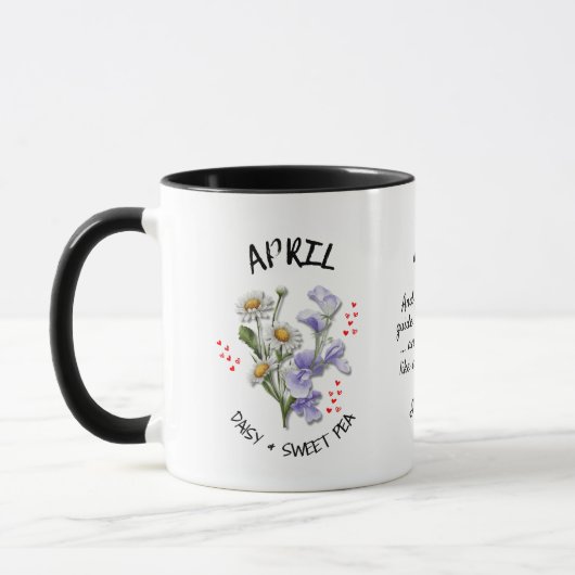 Mug Nom personnalisé APRIL Mois de naissance Fleur Chr (Gauche)