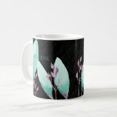 Mug Nom personnalisé Aquarelle Botanique Turquoise Bib (Devant gauche)