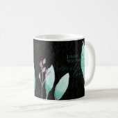 Mug Nom personnalisé Aquarelle Botanique Turquoise Bib (Devant droit)