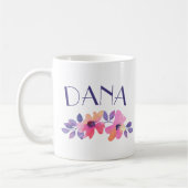 Mug Nom personnalisé Aquarelle Fleurs Café (Gauche)
