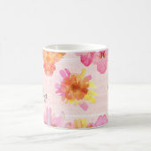 Mug Nom personnalisé Aquarelle rose (Centre)