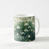 Mug Nom personnalisé Aquarelle Vintage Floral Snowdrop (Devant droit)