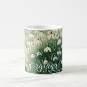 Mug Nom personnalisé Aquarelle Vintage Floral Snowdrop (Centre)