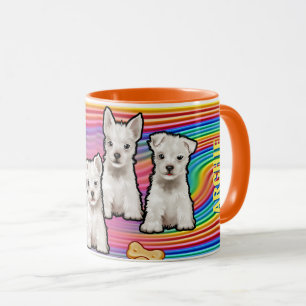 Mug Nom personnalisé arc-en-ciel et chiots Mug. Café