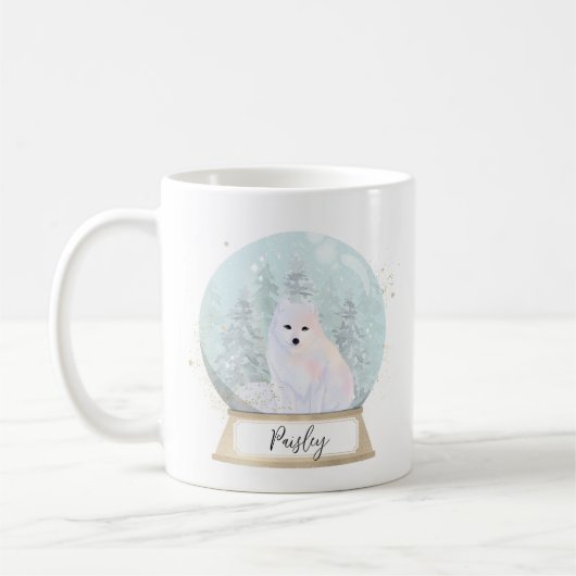 Mug Nom personnalisé Arctic Fox Noël (Gauche)