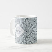 Mug Nom personnalisé Art Déco Harmonie Florale Gris Ma (Devant gauche)