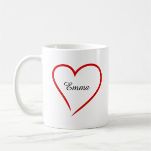 Mug Nom personnalisé avec cœur – Saint-Valentin