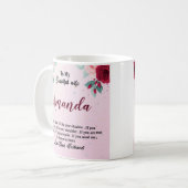 Mug Nom personnalisé avec message Rose rouge pour femm (Devant gauche)