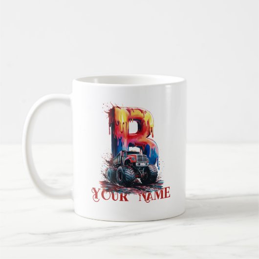 Mug Nom personnalisé 'B' Boue Splatter Monstrous Truc (Gauche)