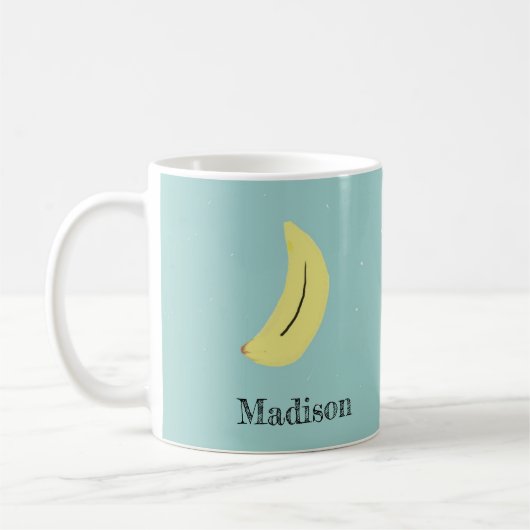 Mug Nom personnalisé banane peinte sur bleu (Gauche)