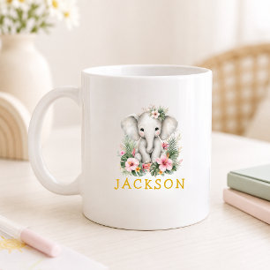 Mug Nom personnalisé bébé éléphant safari jungle