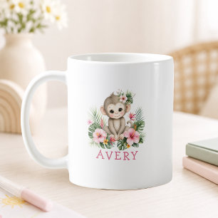 Mug Nom personnalisé bébé singe Safari Jungle