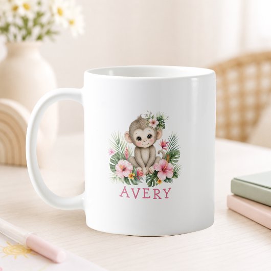 Mug Nom personnalisé bébé singe Safari Jungle