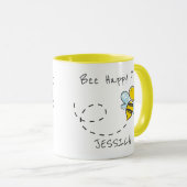 Mug Nom personnalisé | Bee Happy (Devant droit)