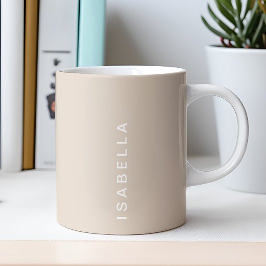 Mug Nom personnalisé beige minimaliste moderne