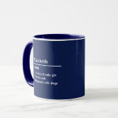Mug Nom personnalisé bleu marine Définition (Devant gauche)