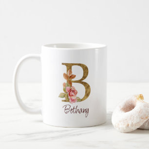 Mug Nom personnalisé Blush rose doré Lettre B
