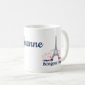 Mug Nom personnalisé Bonjour Paris France (Devant droit)