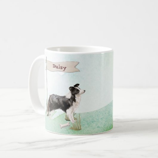 Mug Nom personnalisé Bordure Collie chien animal (Devant gauche)