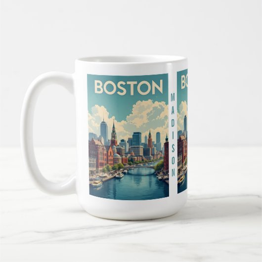Mug Nom personnalisé Boston Massachusetts (Gauche)