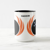 Mug Nom personnalisé Boule de Bowling avec flamme (Centre)