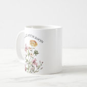 Mug Nom personnalisé Bouquet Fleur sauvage jaune viole (Devant gauche)