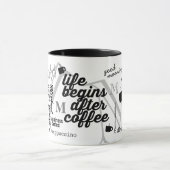 Mug nom personnalisé caffeine collage noir (Centre)