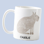 Mug Nom personnalisé Capybara<br><div class="desc">Un design capybara amusant pour les amoureux des animaux. Modifiez le nom ou ajoutez votre propre texte pour personnaliser. L'arrière comporte un autre capybara. Art original de Nic Squirrell.</div>