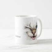 Mug Nom personnalisé Chat à plume (Devant droit)