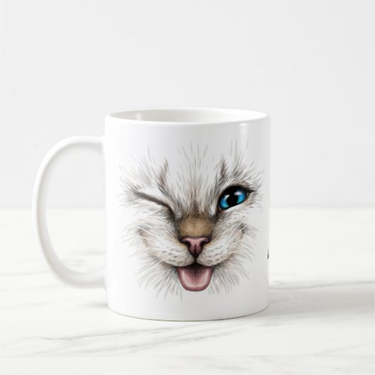 Mug Nom personnalisé Chat à plume (Gauche)