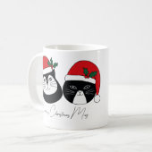 Mug Nom personnalisé Chat de Noël avec Casquette de No (Devant gauche)