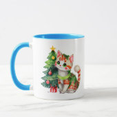 Mug Nom personnalisé chat vert bleu chocolat chaud (Gauche)