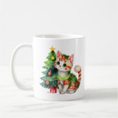 Mug Nom personnalisé chat vert bleu chocolat chaud (Gauche)