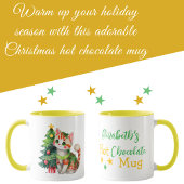 Mug Nom personnalisé chat vert jaune chocolat chaud