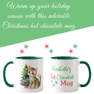 Mug Nom personnalisé chat vert rouge chocolat chaud