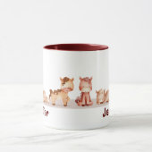 Mug Nom personnalisé Chevaux mignons Aquarelle Animal (Centre)