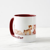 Mug Nom personnalisé Chevaux mignons Aquarelle Animal (Devant gauche)