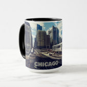 Mug Nom personnalisé Chicago USA (Devant gauche)